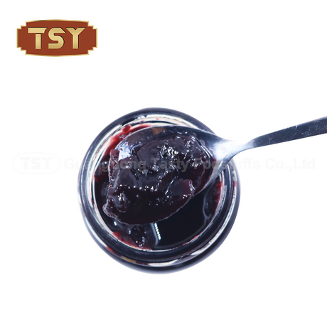 Glasglas weniger Zucker süßes frisches Obst Blaubeermarm Marmelade